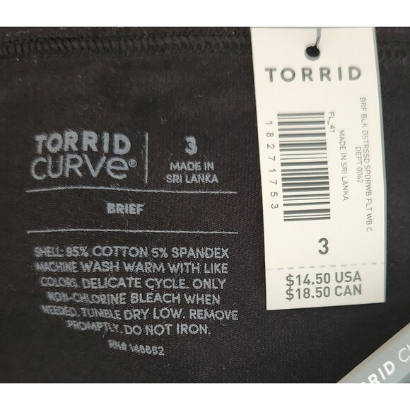 Torrid Curve Women's Panty Size 3 Black Brief Green Spooky Sexy Spider Webs NWT - Picture 3 of 3